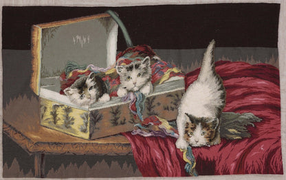 Unique Fine Kittens Handmade Wool Tapestry