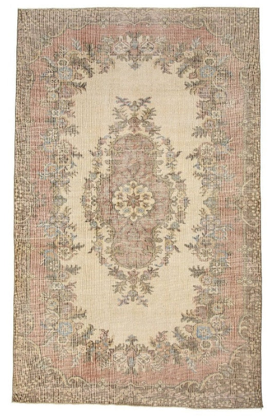 Hand-Knotted Medallion Floral Vintage Turkish Wool Area Rug With Kerman Persian Design featured #7584654721194 