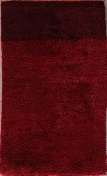 Red Turkish High Pile Vegetable-Dyed Handwoven Rug