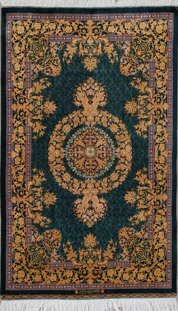 Pure Silk Traditional Persian Qom Fine Handmade Carpet product image #27784906113194