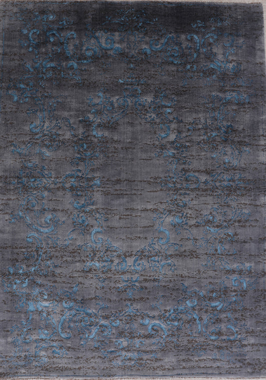 Handmade Persian Kerman Distressed Modern Wool And Silk Carpet featured #7285924233386 