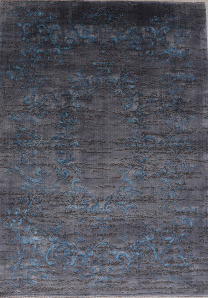 Handmade Persian Kerman Distressed Modern Wool And Silk Carpet