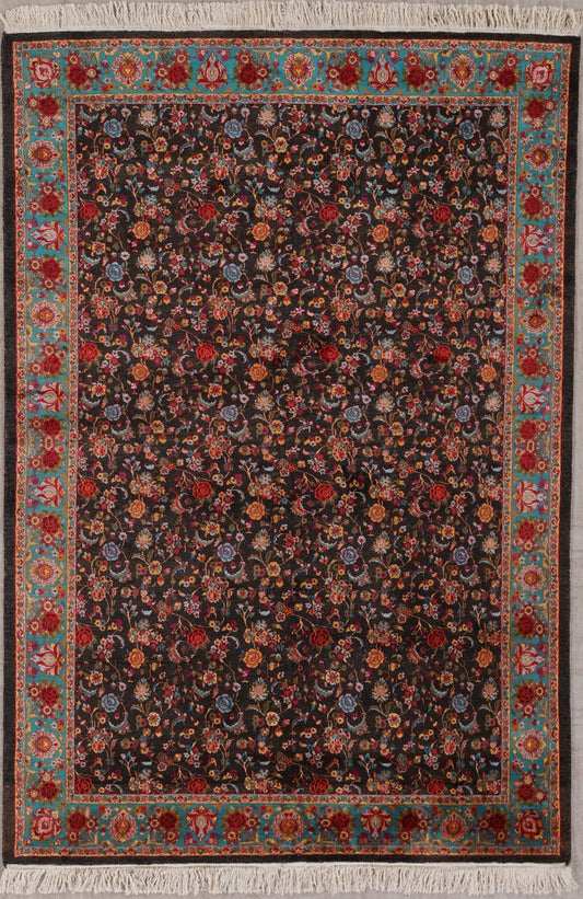 Fine Silk on Silk Kashmir Floral Fine Rug featured #7260013920426 