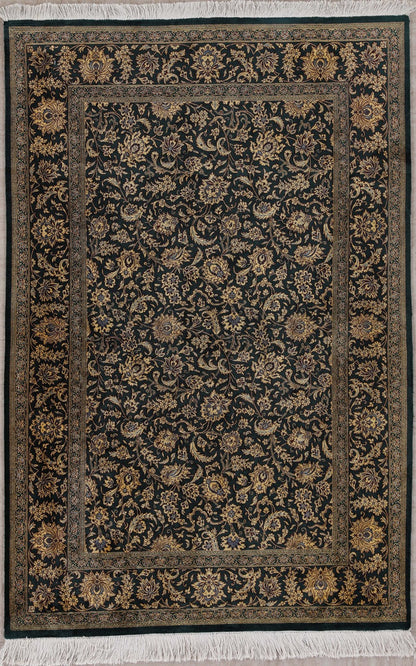 Traditional Hand-Knotted Fine Persian Qom Pure Silk Rug-id9
