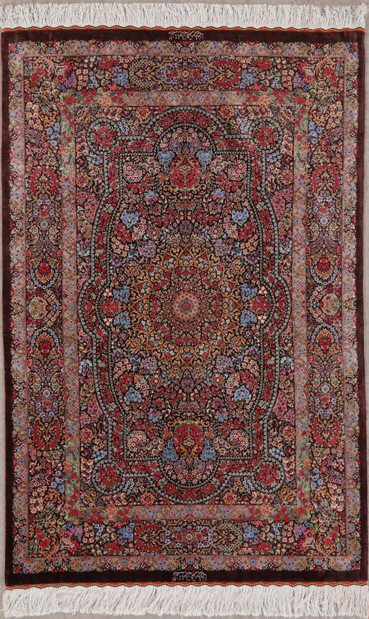 Traditional Persian Qom Moradi Silk Rug featured #7585834238122 