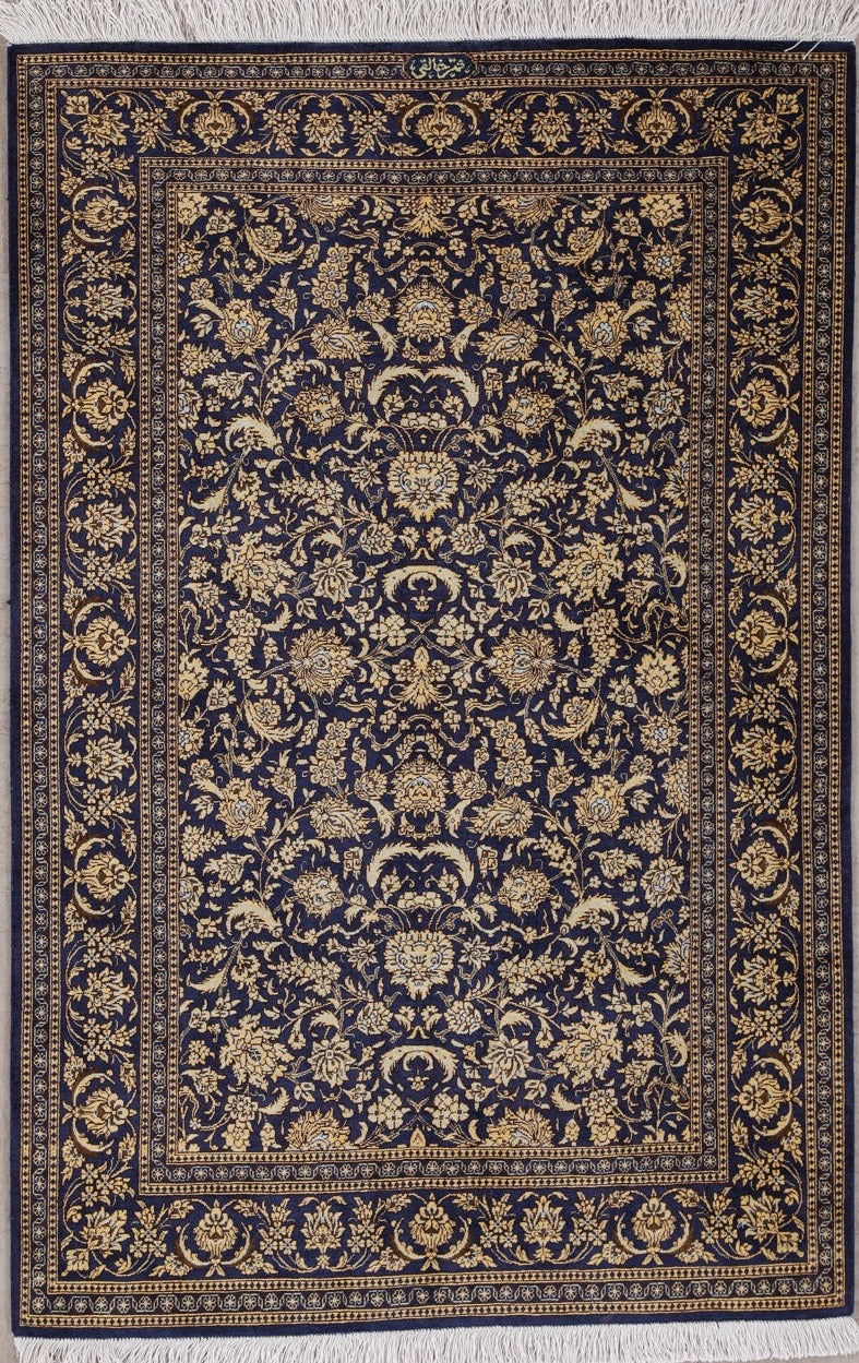 Traditional Hand-Knotted Fine Persian Qom Pure Silk Rug product image #27792129392810