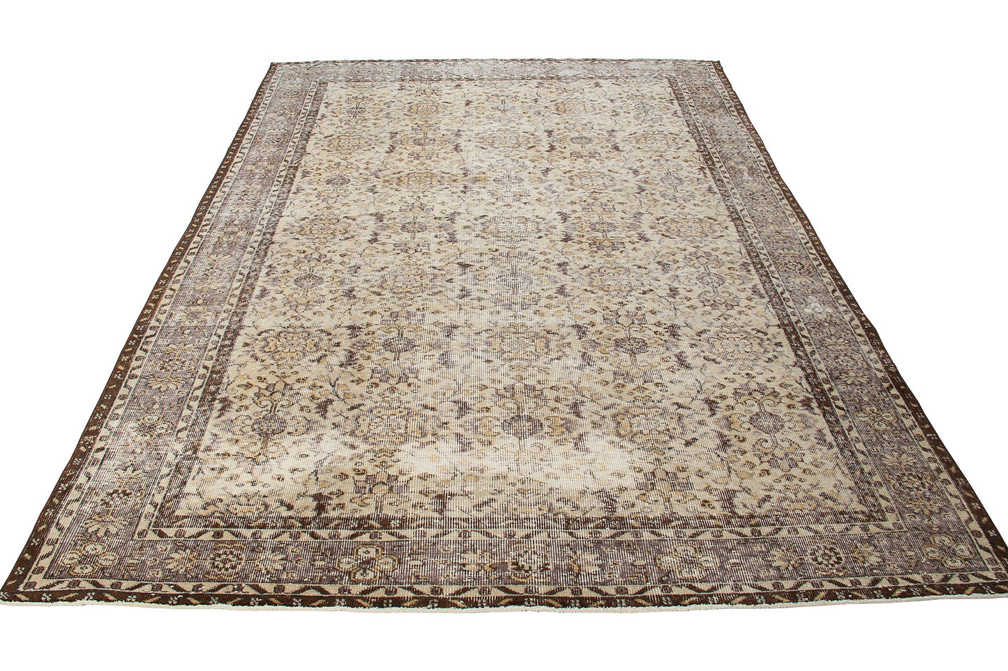 Vintage Wool Rug With a Traditional Floral Design