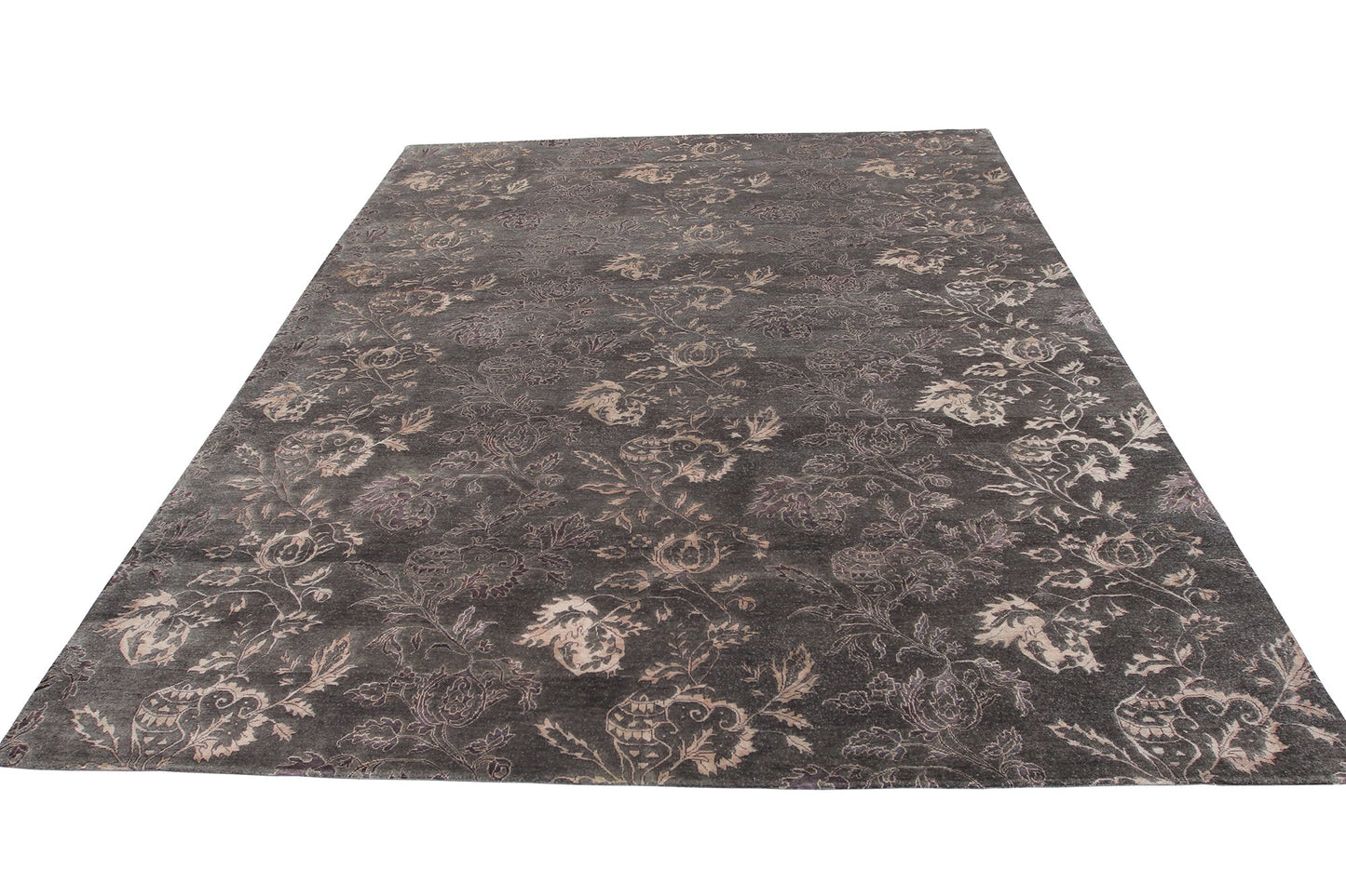 Indian Handmade Modern Wool & Silk Rug With Floral Pattern product image #27555269083306
