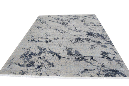 Modern Indian Wool & Silk Area Rug With An Abstract Design-id5
