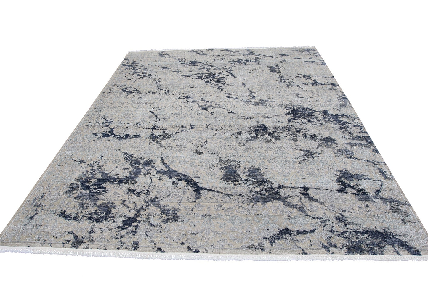 Modern Indian Wool & Silk Area Rug With An Abstract Design