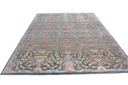 Modern Fine Hand-Knotted Wool & Silk Indian Carpet
