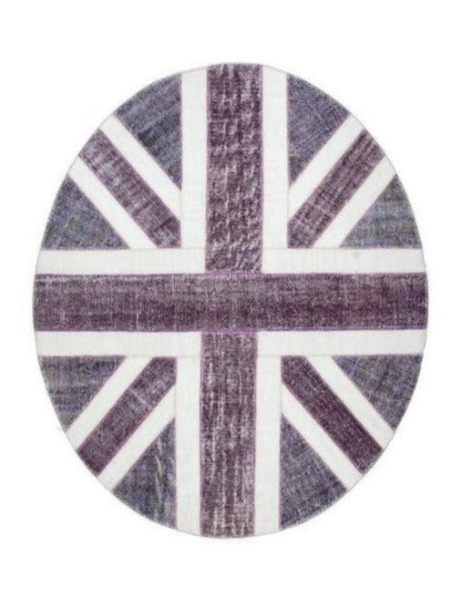 Vintage Patchwork Union Jack Turkish Oval Rug