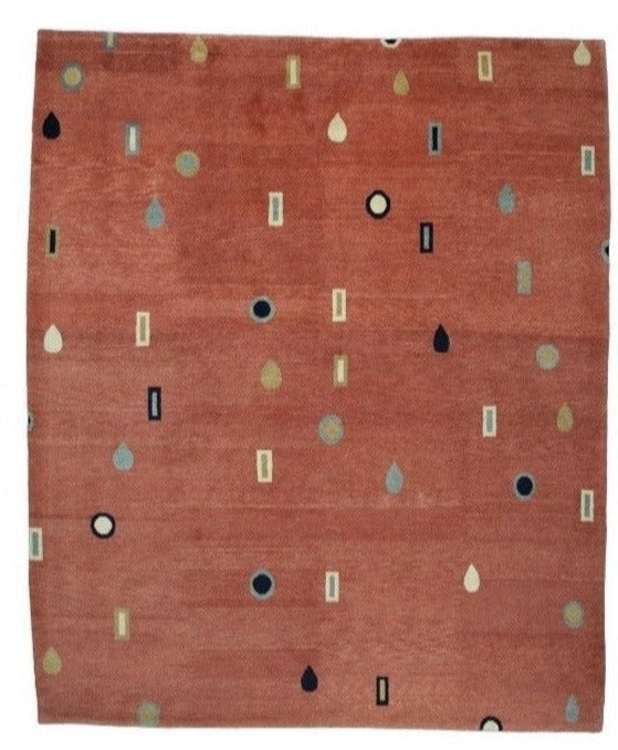 Handmade Indian Tibetan Handmade Wool Carpet With Contemporary Navajo Design