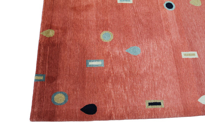 Handmade Indian Tibetan Handmade Wool Carpet With Contemporary Navajo Design