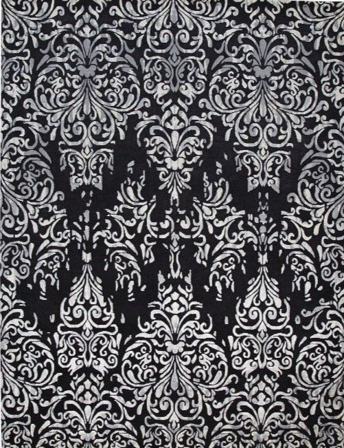 Indian Handmade Modern Wool And Silk Black Area Rug