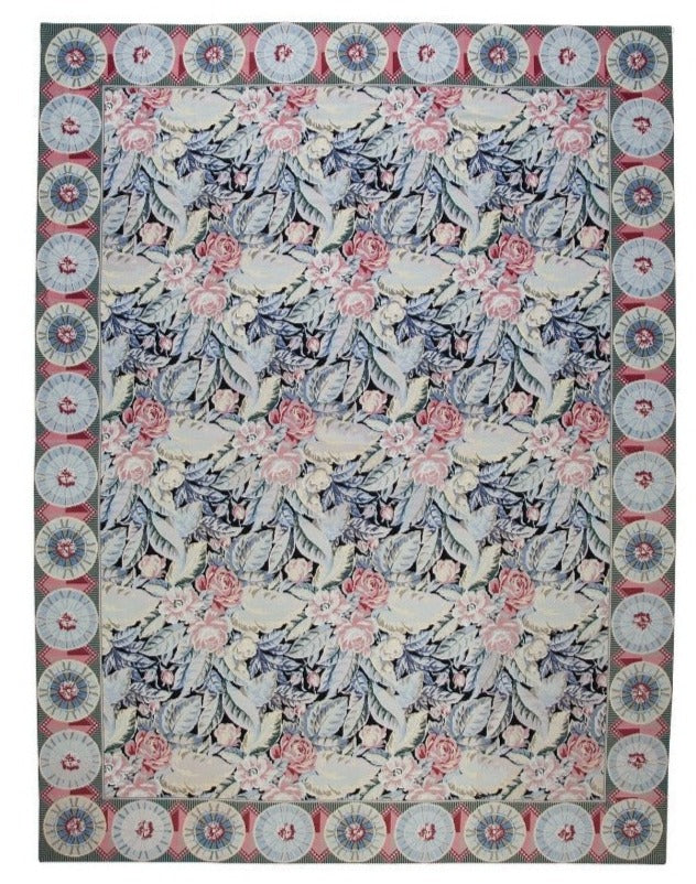 China Floral Needlepoint French Country Handmade Wool Area Rug