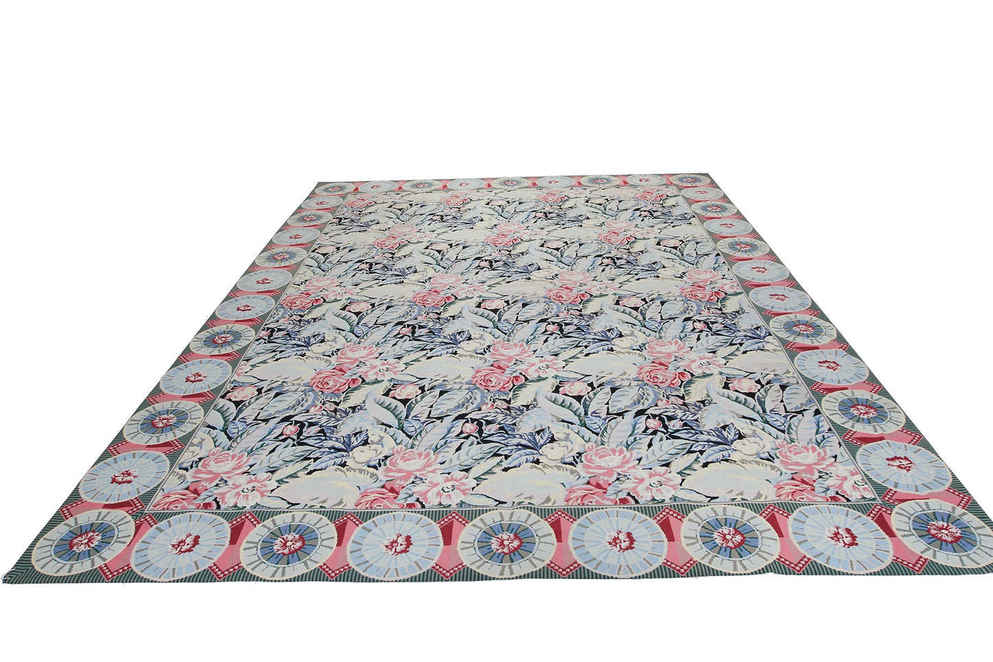 China Floral Needlepoint French Country Handmade Wool Area Rug