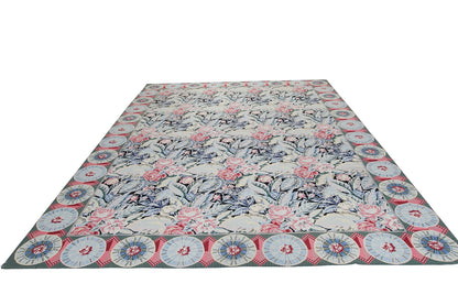 China Floral Needlepoint French Country Handmade Wool Area Rug
