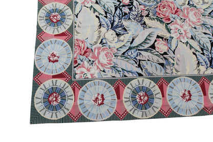China Floral Needlepoint French Country Handmade Wool Area Rug