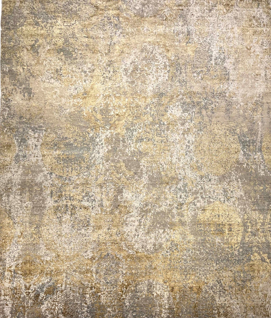Indian Hand-Knotted Wool  Silk Carpet
