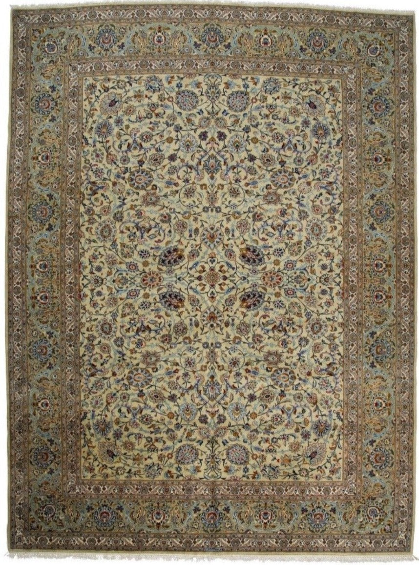Traditional Persian Kashan Handmade Wool And Silk Carpet