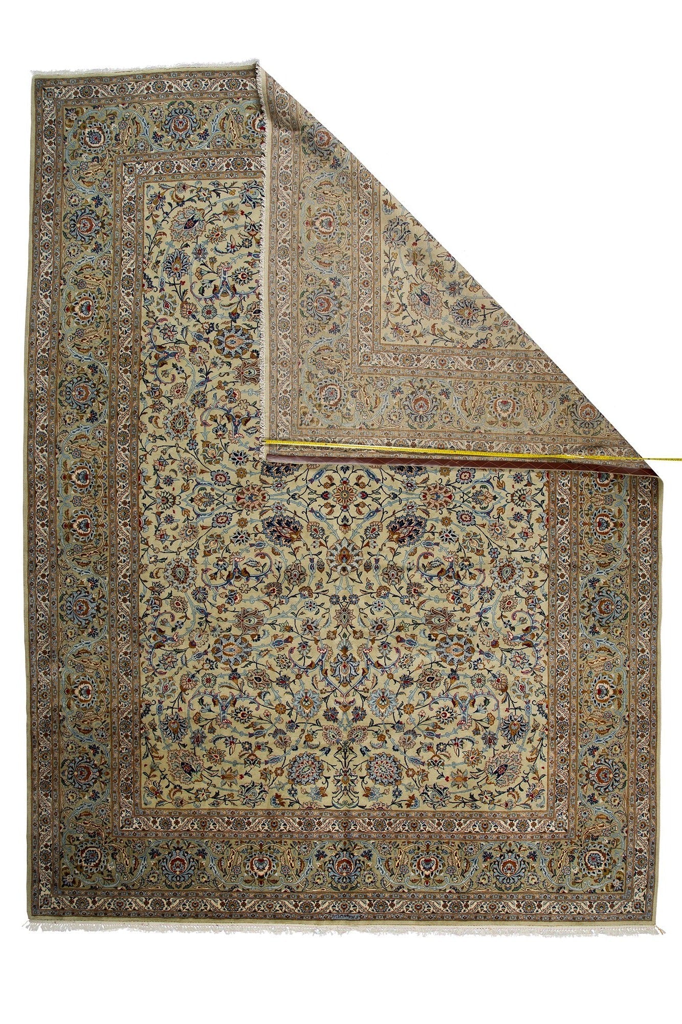 Traditional Persian Kashan Handmade Wool And Silk Carpet