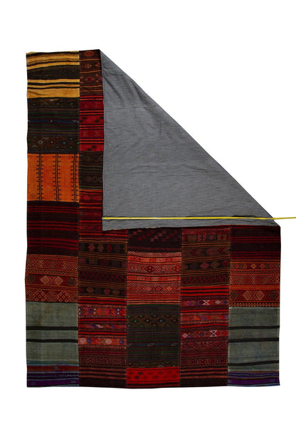 Turkish  Vintage Multicolor  Patchwork Carpet With A Modern Design