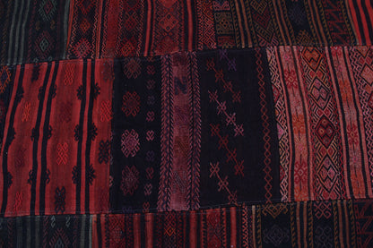Turkish  Vintage Multicolor  Patchwork Carpet With A Modern Design