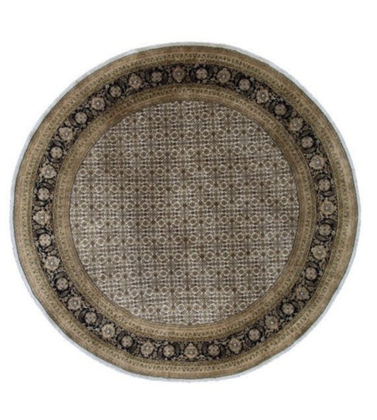 Traditional Indian Wool And Silk Round Rug