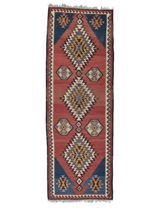 Persian Kilim Runner Rug With Geometric Traditional Design