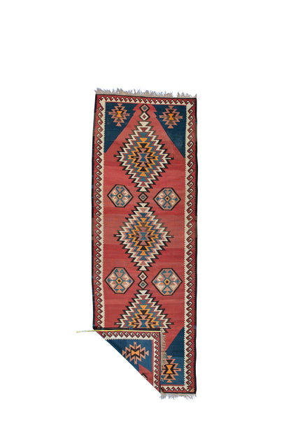 Persian Kilim Runner Rug With Geometric Traditional Design-id5

