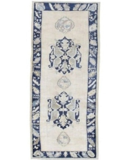 Blue Beige Grey Turkish Handmade Runner Rug featured #7584875643050 