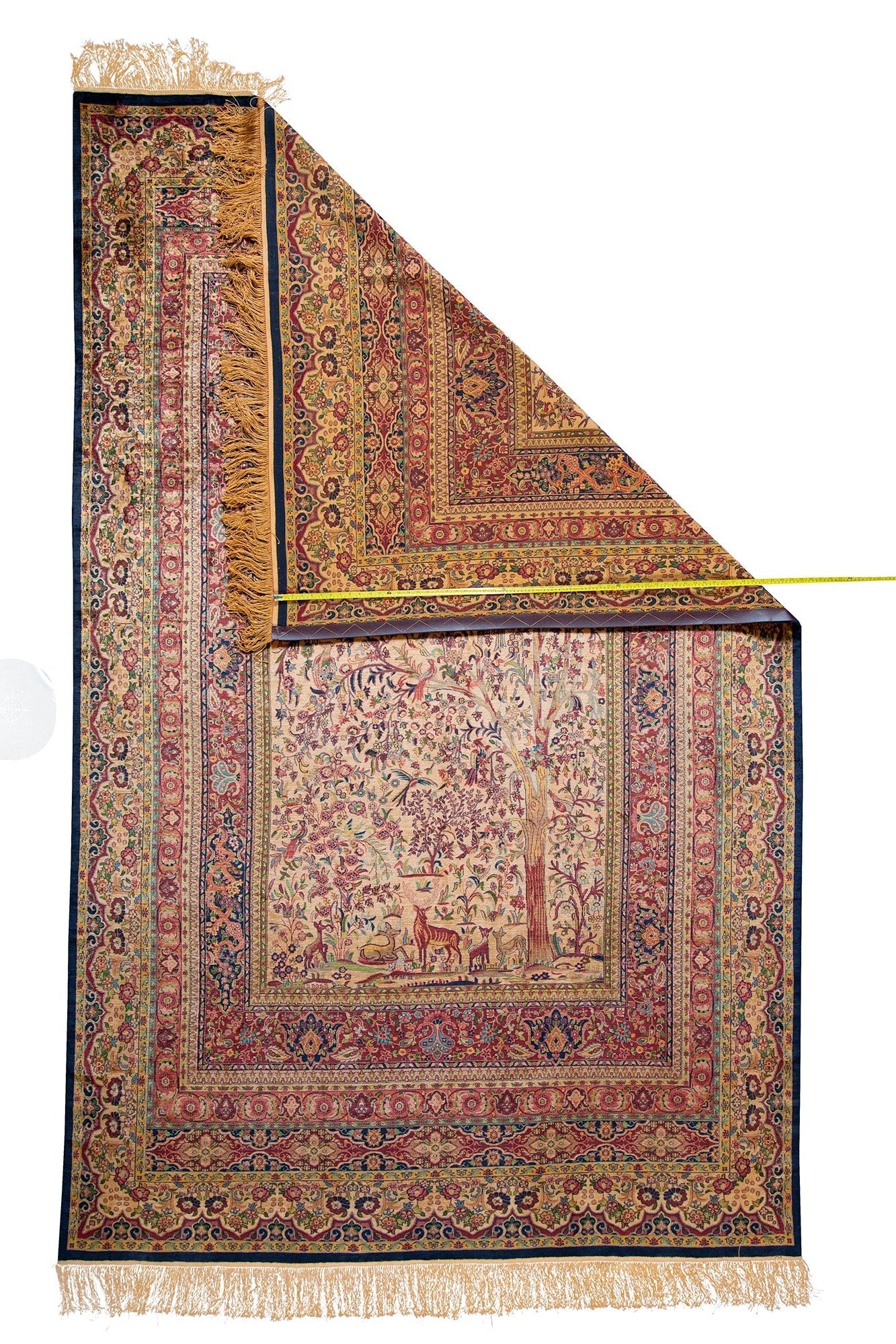 Persian Traditional Tree Of Life Handmade Pure Silk  Area Rug. Fifth Day Of Creation