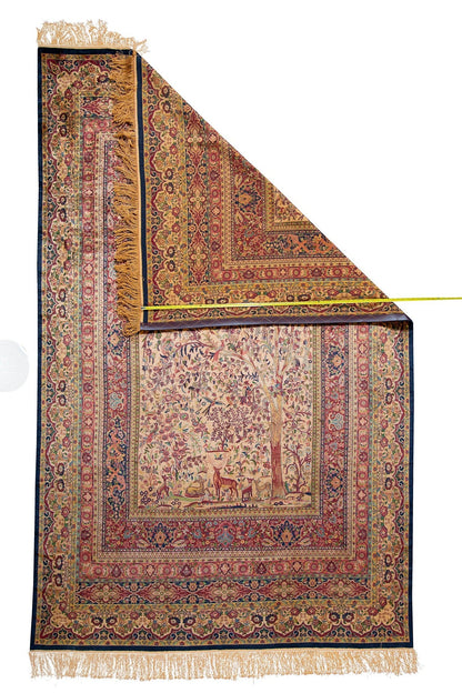 Persian Traditional Tree Of Life Handmade Pure Silk  Area Rug. Fifth Day Of Creation
