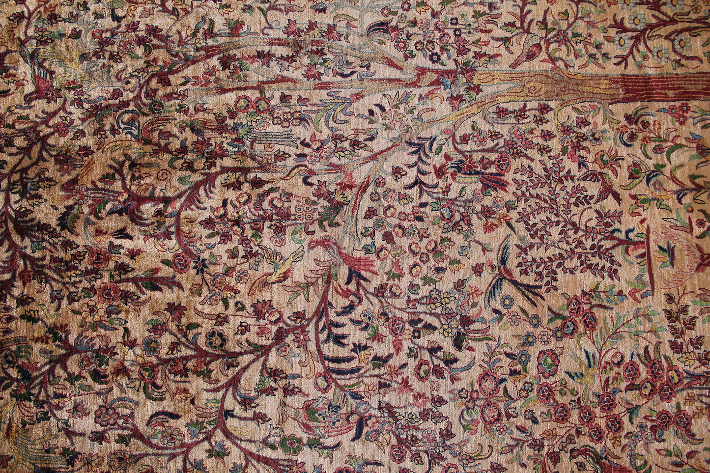 Persian Traditional Tree Of Life Handmade Pure Silk  Area Rug. Fifth Day Of Creation