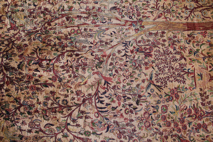 Persian Traditional Tree Of Life Handmade Pure Silk  Area Rug. Fifth Day Of Creation