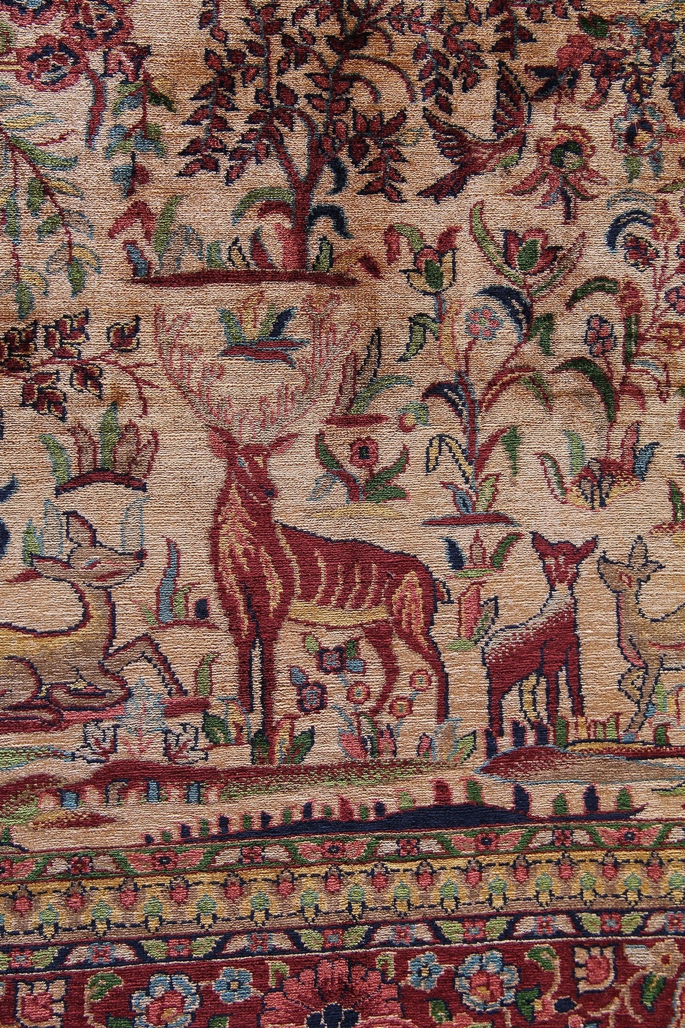 Persian Traditional Tree Of Life Handmade Pure Silk  Area Rug. Fifth Day Of Creation