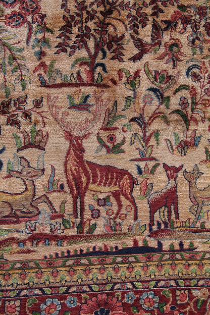 Persian Traditional Tree Of Life Handmade Pure Silk  Area Rug. Fifth Day Of Creation
