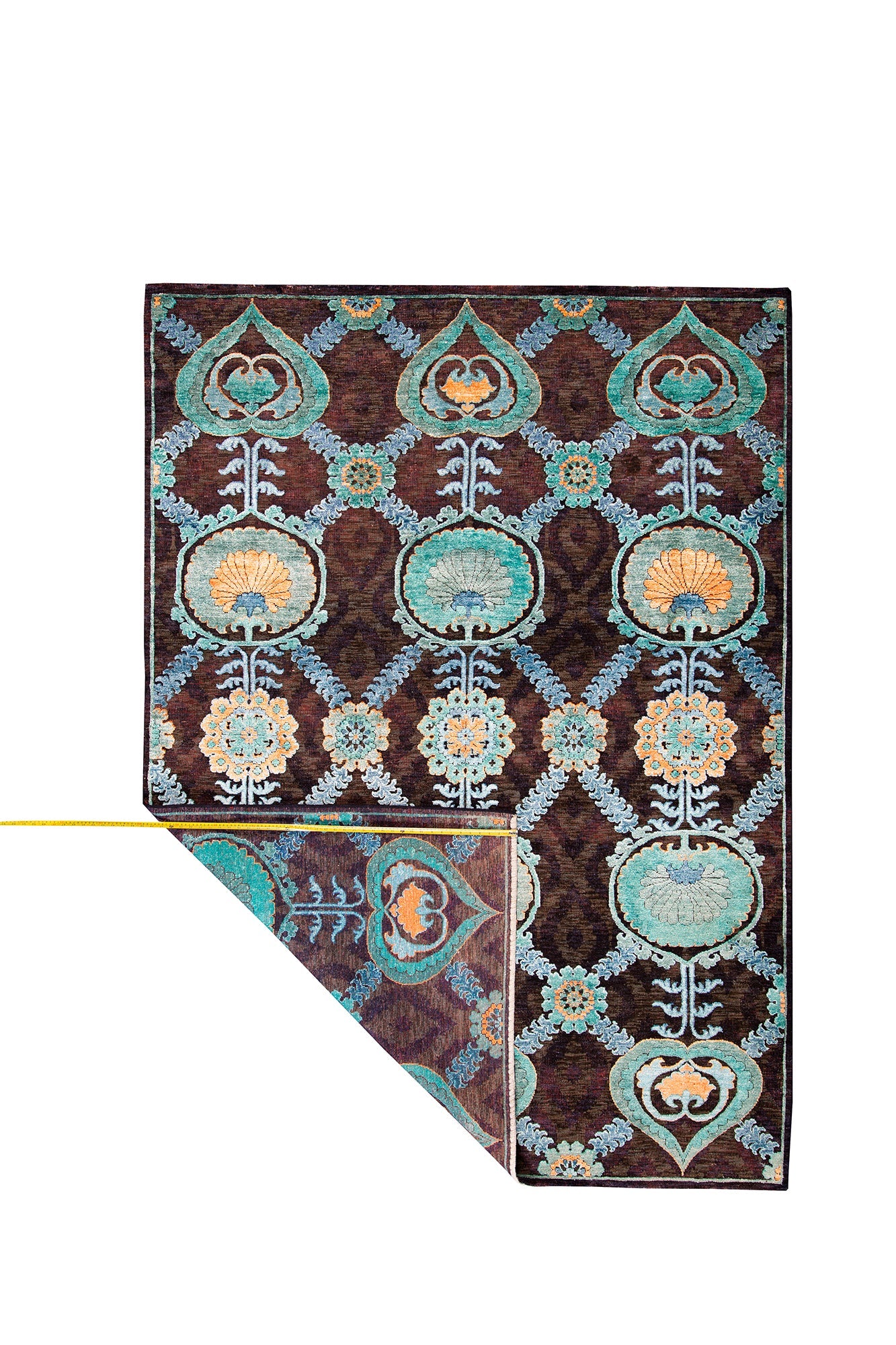 Indian Modern Fine Hand-Knotted Wool & Silk Area Rug