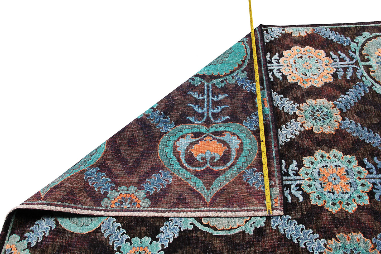 Indian Modern Fine Hand-Knotted Wool & Silk Area Rug