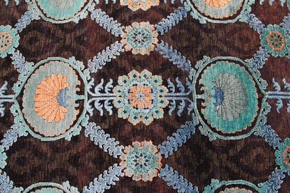 Indian Modern Fine Hand-Knotted Wool & Silk Area Rug