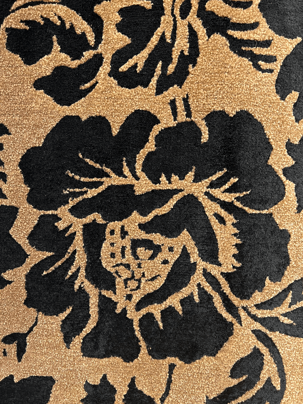 Indian Modern Wool And Silk Hand-Knotted Brown Black Area Rug