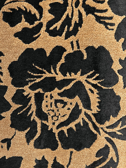 Indian Modern Wool And Silk Hand-Knotted Brown Black Area Rug