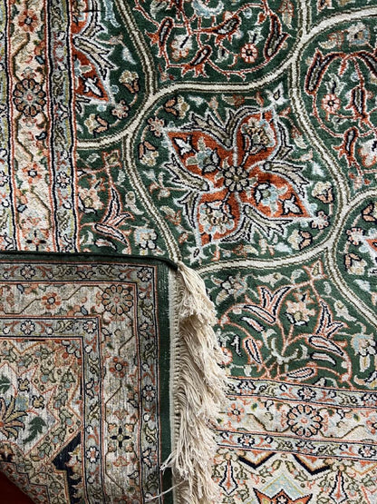 Kashmir Pure Silk Medallion Gonbad Rug