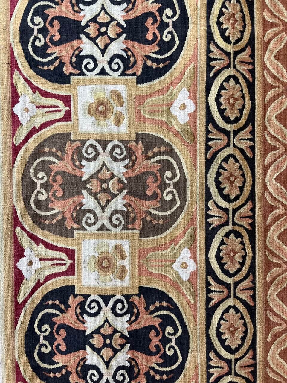 Handmade Semi Antique China Aubusson Fine Floral Medallion Tapestry