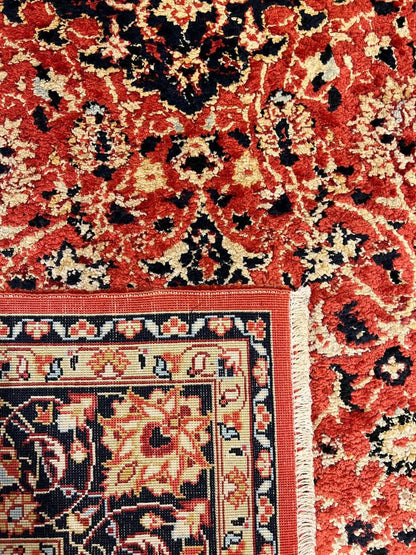Traditional Medallion Kashmir Silk Rug Semi-Antique Carpet