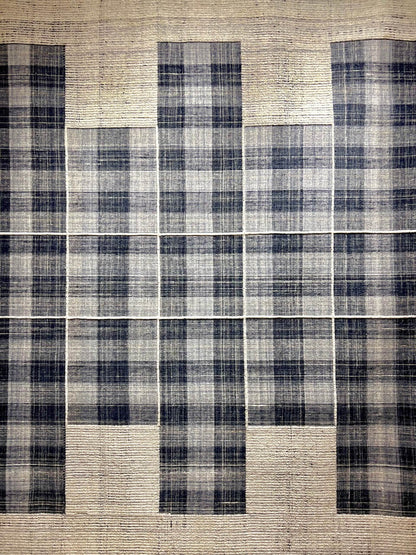 Indian Modern Handloom Ivory Blue Wool Area Rug