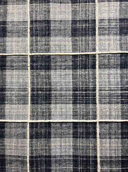 Indian Modern Handloom Ivory Blue Wool Area Rug