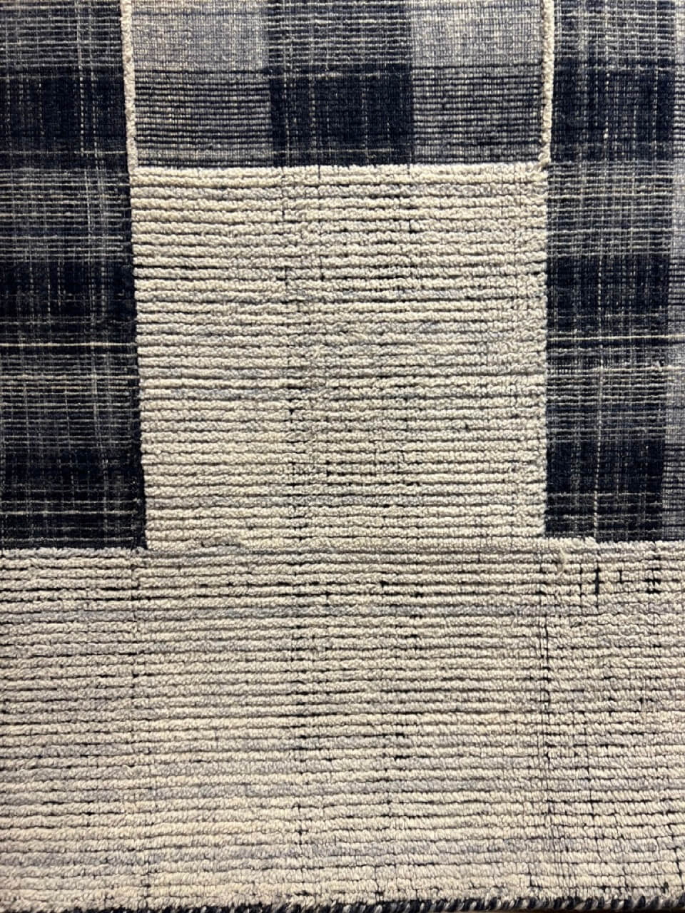 Indian Modern Handloom Ivory Blue Wool Area Rug product image #27556627153066