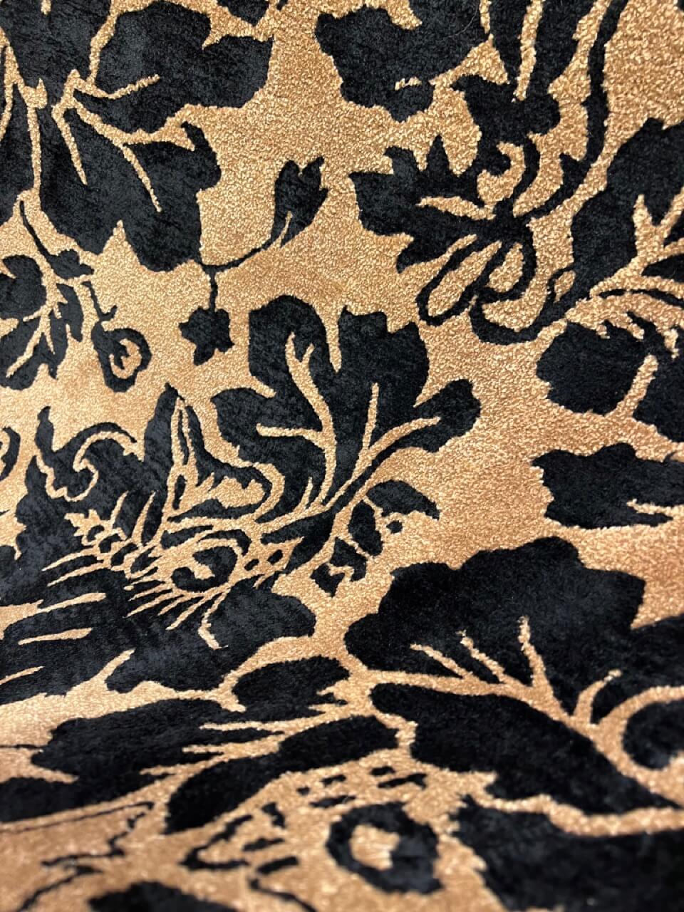 Indian Modern Wool And Silk Hand-Knotted Brown Black Area Rug